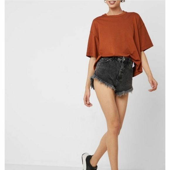 Topshop Pants - TOPSHOP Kiri High Waist Frayed Cutoff Denim Shorts